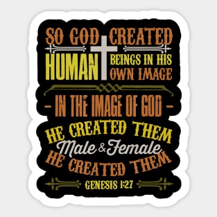 Christian Bible Verse Shirt Genesis 127 God Created Humans T-Shirt Sticker